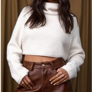 12th Tribe No Chill Ivory Crop Sweater- S/M